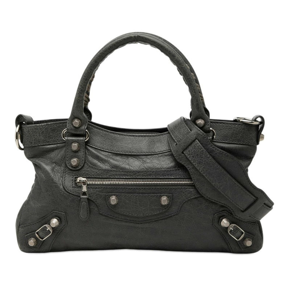 Balenciaga Giant First Handbag Hobo Bag Gray Leather